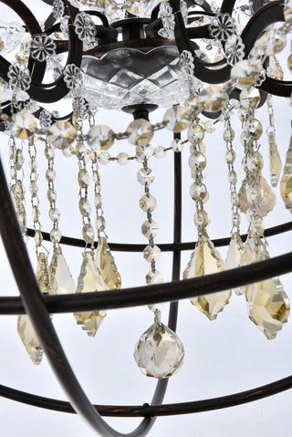 Geneva 6 light Dark Bronze Chandelier Golden Teak (Smoky) Royal Cut crystal