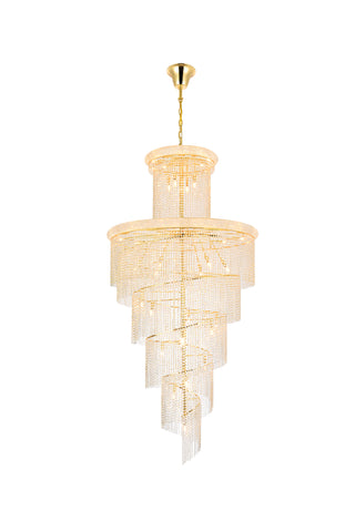 Spiral 41 light Gold Chandelier Clear Royal Cut Crystal