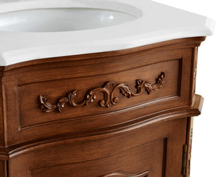 21 inch Single Bathroom vanity in Teak Color with ivory white engineered marble