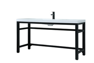 60 Inch ADA Compliant SIngle Bathroom Metal Vanity In Black