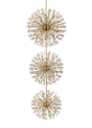 Vera 44 inch three tiers crystal starburst chandelier in satin gold