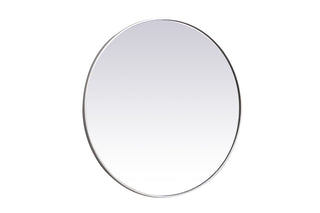 Metal frame round mirror 39 inch in silver