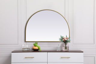 Metal Frame Arch Mirror 33x24 Inch in Brass