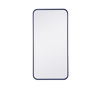 Soft corner metal rectangular mirror 18x36 inch in Blue