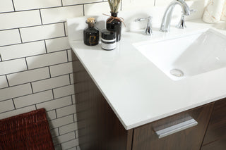 36 inch bathroom vanity in Walnut with backsplash