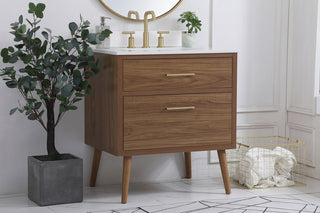 30 inch bathroom Vanity in Walnut Brown with Backsplash