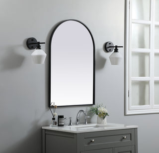 Metal Frame Arch Mirror 24x36 Inch in Black