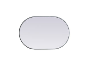 Metal Frame Oval Mirror 20x30 Inch in Silver