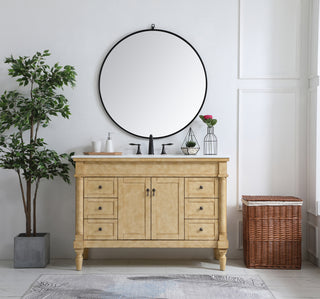 48 inch Single Bathroom vanity in Antique Beige with ivory white engineered marble