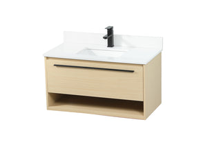 36 inch Single bathroom vanity in maple with backsplash