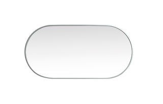 Metal Frame Oval Mirror 24x48 Inch in Silver