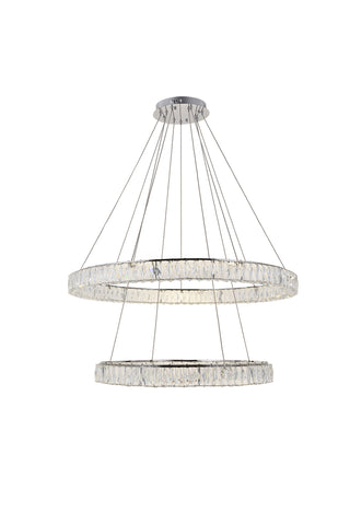 Monroe Integrated LED light Chrome Chandelier Clear Royal Cut Crystal