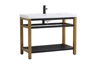 42 inch Single Bathroom Metal Vanity in Golden Black