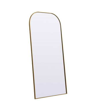 Metal Frame Arch Full Length Mirror 32x66 Inch in Brass