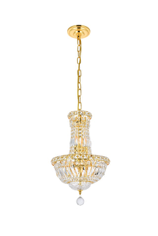 Tranquil 6 light Gold Pendant Clear Royal Cut Crystal