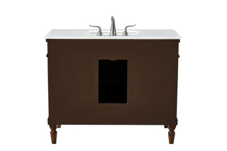 42 inch Single Bathroom vanity in Walnut with ivory white engineered marble