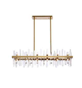 Serena 42 inch crystal rectangle chandelier in satin gold