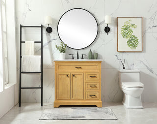 36 inch Single bathroom vanity in natural wood