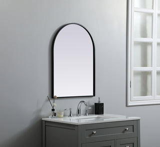 Metal Frame Arch Mirror 22x30 Inch in Black