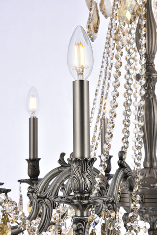 Rosalia 10 light Pewter Chandelier Golden Teak (Smoky) Royal Cut Crystal