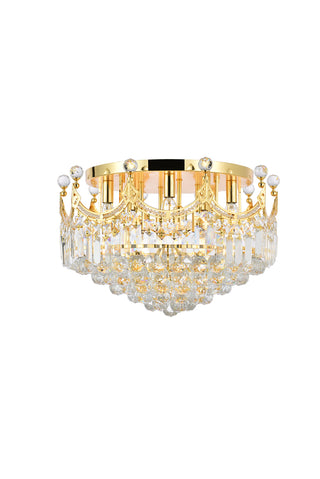 Corona 9 light Gold Flush Mount Clear Royal Cut Crystal