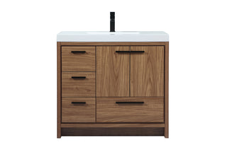 36 inch Single bathroom vanity in walnut brown