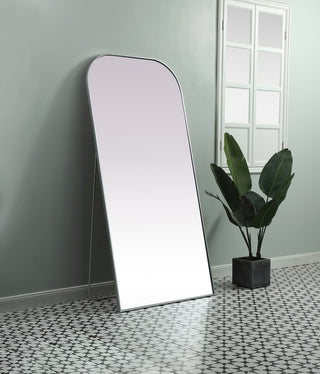 Metal Frame Arch Full Length Mirror 35x72 Inch in Silver