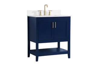 30 inch Single Bathroom Vanity in Blue with Backsplash