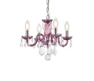 Rococo 4 light Purple Pendant Clear Royal Cut Crystal