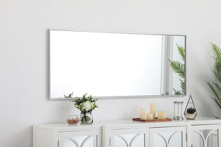 Metal frame rectangle mirror 24 inch in silver