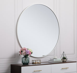 Metal frame round mirror 48 inch in White