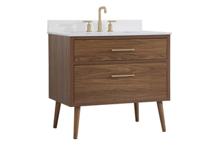 36 inch bathroom Vanity in Walnut Brown with Backsplash