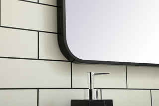 Soft corner metal rectangular mirror 24x32 inch in black