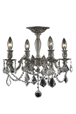 Rosalia 4 light Pewter Flush Mount Clear Royal Cut Crystal