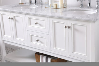 60 in. double sink bathroom vanity set in White