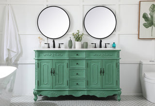 60 inch double bathroom vanity in vintage mint