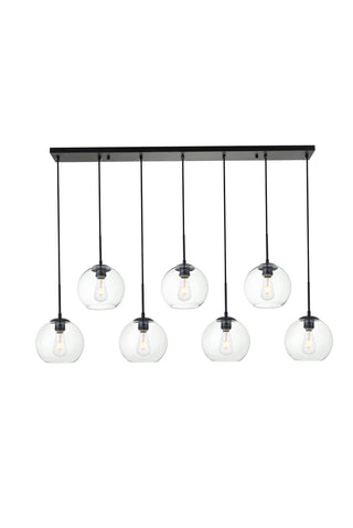 Baxter 7 Lights Black Pendant With Clear Glass