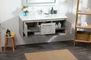 48 inch Single bathroom vanity in concrete grey with backsplash