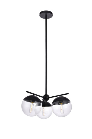 Eclipse 3 Lights Black Pendant With Clear Glass