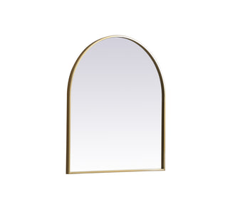 Metal Frame Arch Mirror 27x30 Inch in Brass