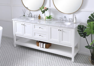 72 in. double sink bathroom vanity set in White