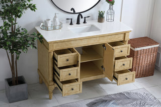 48 inch Single Bathroom vanity in Antique Beige with ivory white engineered marble