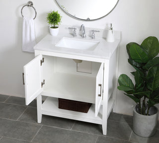 30 inch Single Bathroom Vanity in White with Backsplash