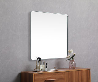 Soft corner metal square mirror 42x42 inch in Silver