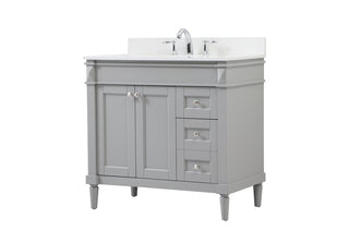 36 inch Single bathroom vanity in grey with backsplash