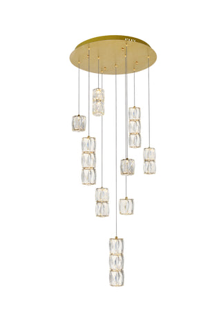 Polaris LED light gold Pendant Clear Royal Cut Crystal