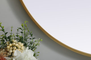 Metal Frame Oval Mirror 30x40 Inch in Brass