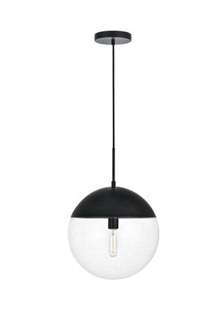 Eclipse 1 Light Black Pendant With Clear Glass