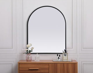 Metal Frame Arch Mirror 24x30 Inch in Black