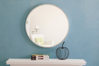 Metal frame Round Mirror 24 inch Silver finish